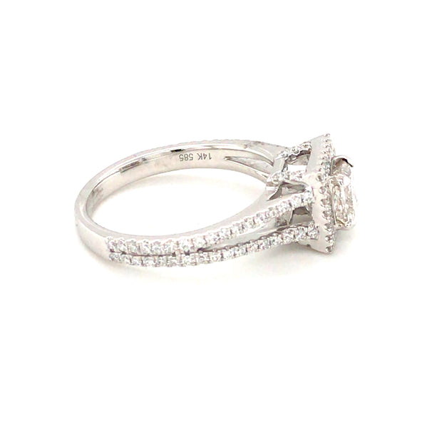 14k White Gold Princess Cut Diamond Engagement Ring 0.71 J SI2