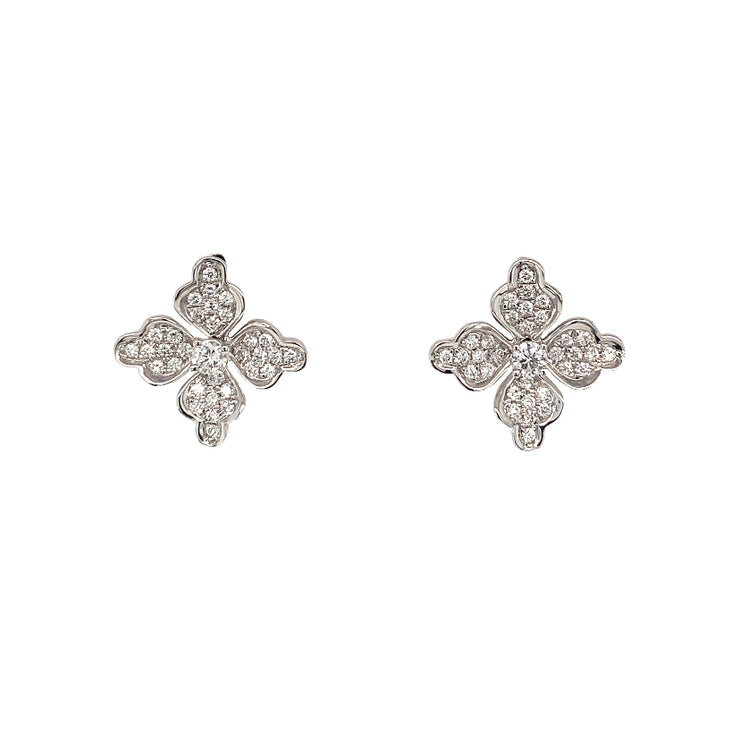 14k White Gold .36ct twDiamond floral Style Earrings