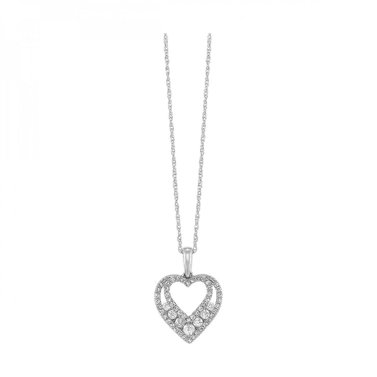 10k White Gold .25cttw Diamond Heart Necklace