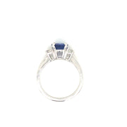 14k White Gold 1.05ct Round Blue Sapphire and Diamond Ring