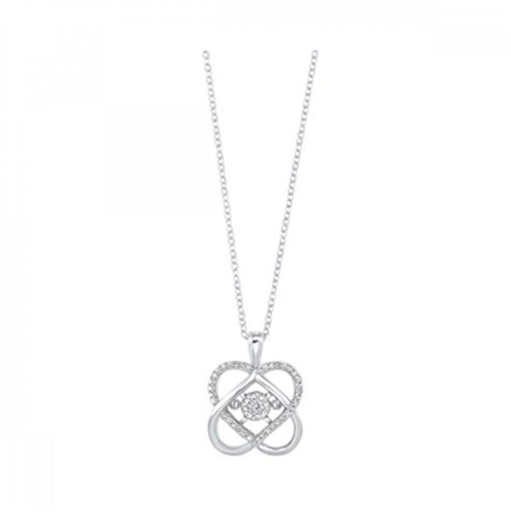 Sterling Silver and Diamond Double Heart Necklace