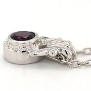 Custom White Gold Rhodolite Garnet Pendant