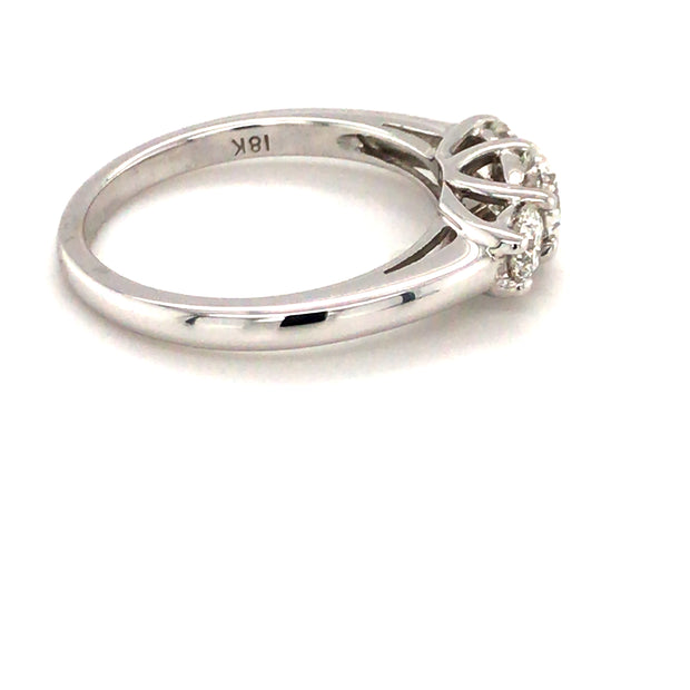 18k White Gold Three Stone Diamond Ring .86cttw