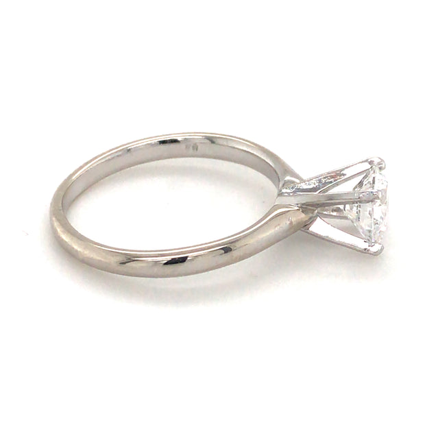 14k White Gold  Ring with Platinum Setting .80ct Diamond Solitaire Ring