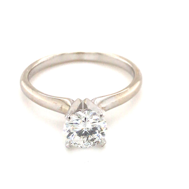 14k White Gold  Ring with Platinum Setting .80ct Diamond Solitaire Ring