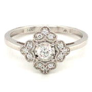 14k Gold Floral Style .25cttw Diamond Engagement Ring