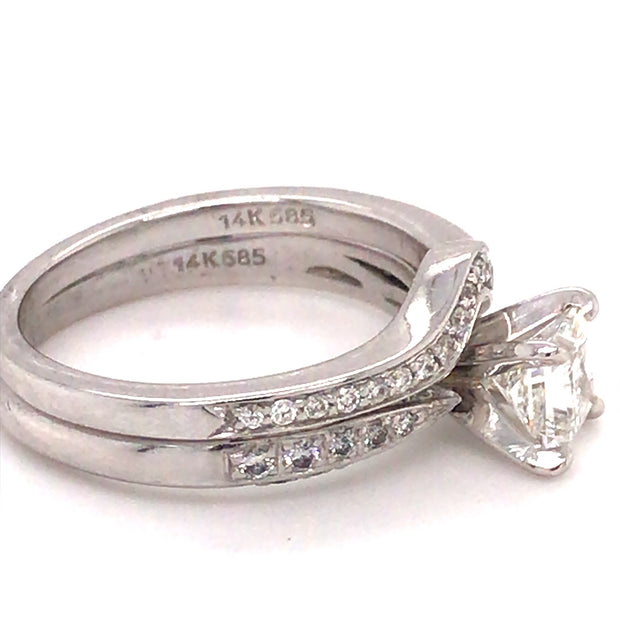 14k White Gold .70ct Princess Wedding Set H/SI2