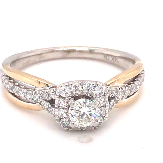 14k two tone Diamond Engagement Ring with 0.18ct  I/ Si1