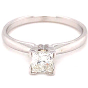 14kt White Gold Diamond Solitaire Ring With.63Ct Princess G/H I1