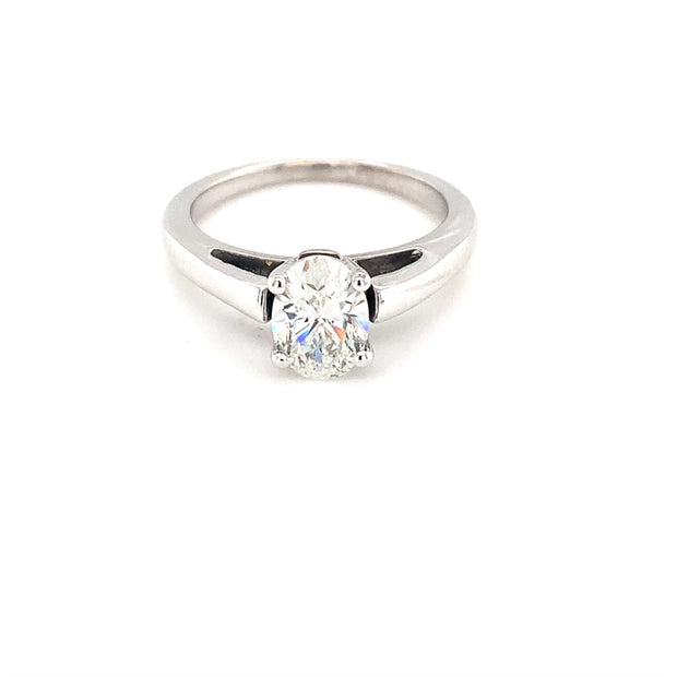 14k White Gold 1ct Oval Diamond Solitaire