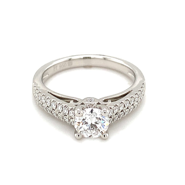 Platinum Engagement Ring With One 0.62Ct Round G/H Vs2  1.14 ctw