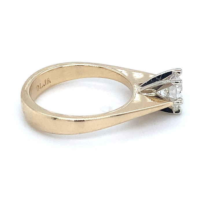 14k Gold Diamond Solitaire Ring.  Center Diamond 0.72ct G/VS2