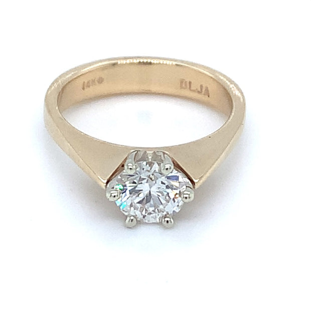 14k Gold Diamond Solitaire Ring.  Center Diamond 0.72ct G/VS2