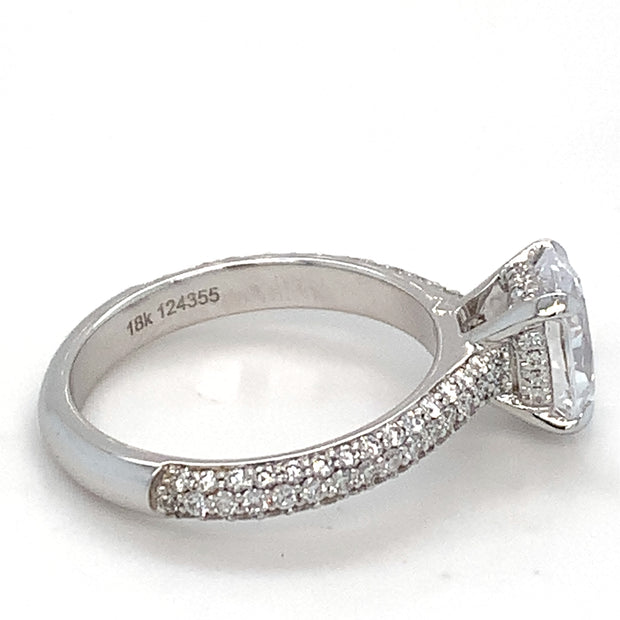 18 Karat White Gold Diamond Ring with 1.54ct Lab Grown Oval