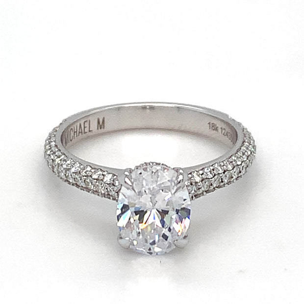 18 Karat White Gold Diamond Ring with 1.54ct Lab Grown Oval