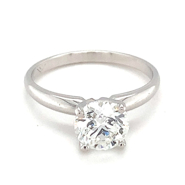 14k White Gold Solitaire Lab Diamond 1.55 Ct Round F/G/SI1