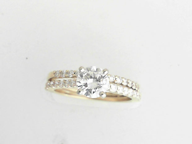 14k Yellow Gold Diamond Semi Mount Ring Set