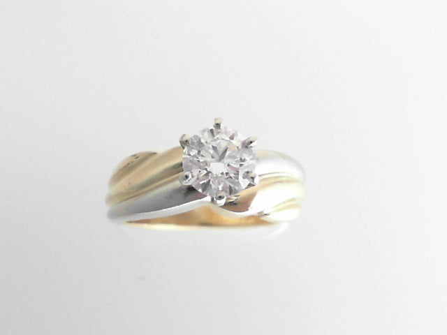 14k Yellow and White Gold Diagonal Semi Mount Ring