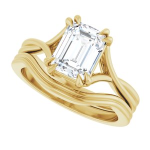 14K Yellow 8x6 mm Emerald Solitaire Engagement Ring Mounting