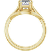14K Yellow 8x6 mm Emerald Solitaire Engagement Ring Mounting