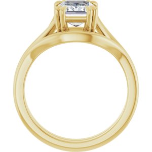 14K Yellow 8x6 mm Emerald Solitaire Engagement Ring Mounting