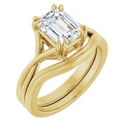 14K Yellow 8x6 mm Emerald Solitaire Engagement Ring Mounting