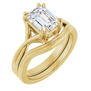 14K Yellow 8x6 mm Emerald Solitaire Engagement Ring Mounting