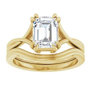 14K Yellow 8x6 mm Emerald Solitaire Engagement Ring Mounting