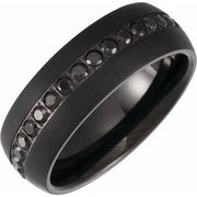 Tungsten Black PVD 8 mm Imitation Black Zircon Comfort-Fit Band Size 10