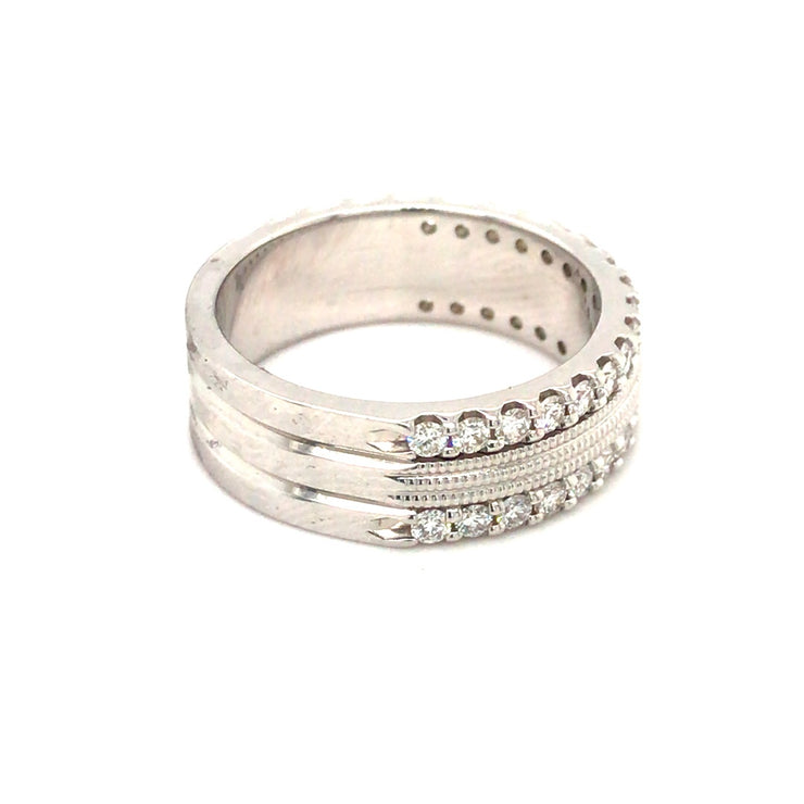 14k White Gold .68cttw Diamond Wedding Band