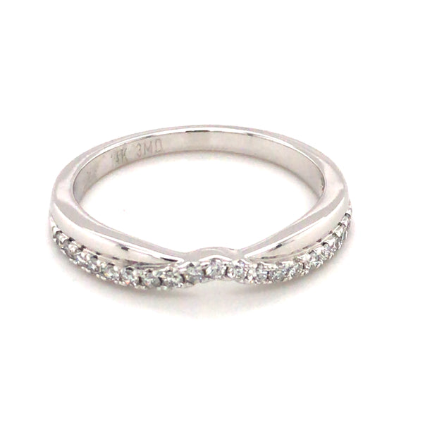 14K White Gold Diamond accented shadow band