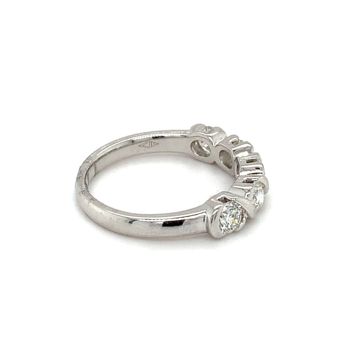 Platinum Ladies Five Stone 0.90cttw Diamond Band