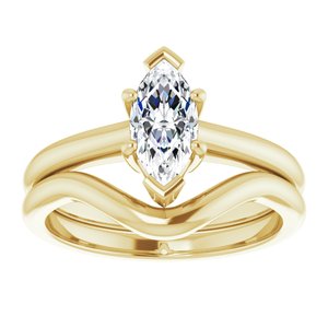 14K Yellow 9x4.5 mm Marquise Solitaire Engagement Ring Mounting