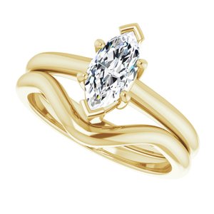 14K Yellow 9x4.5 mm Marquise Solitaire Engagement Ring Mounting