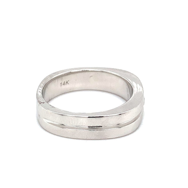14k White Gold Mens 0.12ct Soliatire Diamond Band