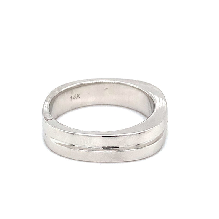 14k White Gold Mens 0.12ct Soliatire Diamond Band