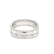 14k White Gold Mens 0.12ct Soliatire Diamond Band