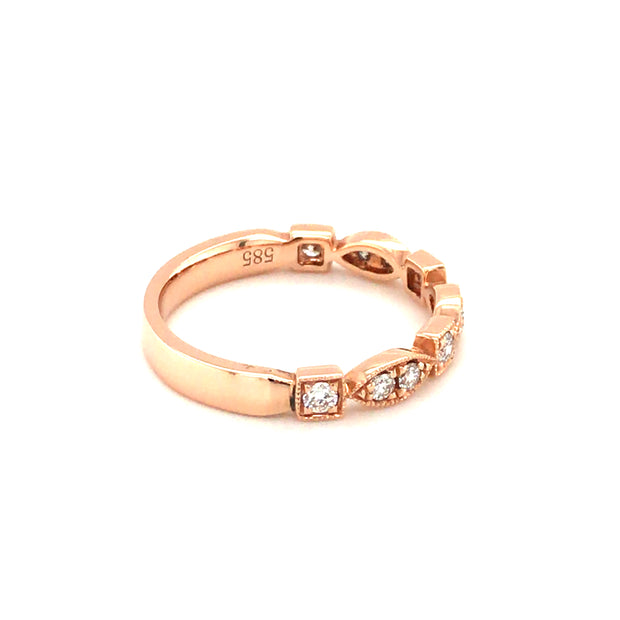 14k Vintage Style .26cttw Diamond Band