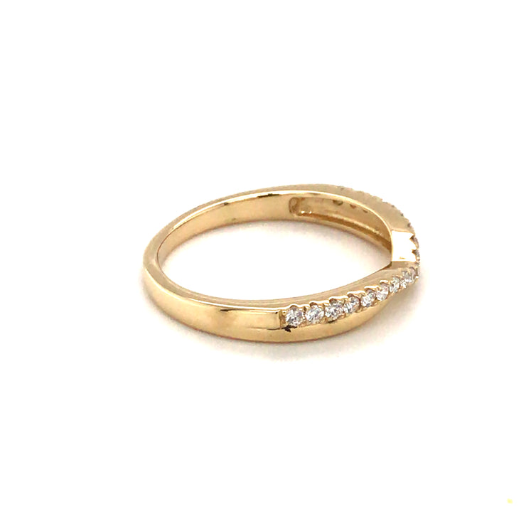 14k Yellow Gold Diamond Curved Shadow Band