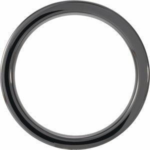 Black Ceramic Flat Band with KOA Wood Inlay Size 10