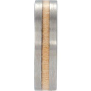Tungsten Flat Band with Cypress Wood Inlay Size 10