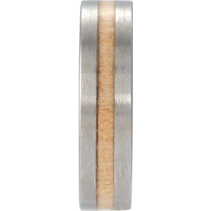 Tungsten Flat Band with Cypress Wood Inlay Size 10