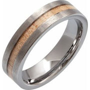 Tungsten Flat Band with Cypress Wood Inlay Size 10