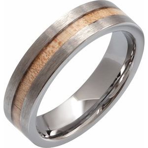 Tungsten Flat Band with Cypress Wood Inlay Size 10