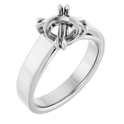 14K White 8 mm Round Engagement Ring Mounting