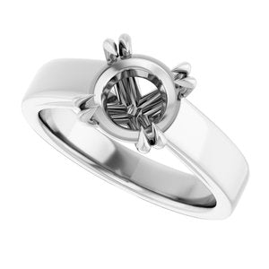 14K White 8 mm Round Engagement Ring Mounting