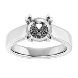 14K White 8 mm Round Engagement Ring Mounting