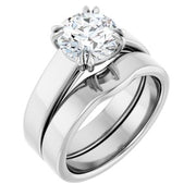 14K White 8 mm Round Engagement Ring Mounting