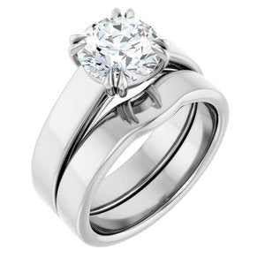 14K White 8 mm Round Engagement Ring Mounting