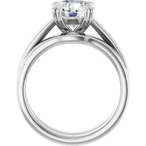 14K White 8 mm Round Engagement Ring Mounting